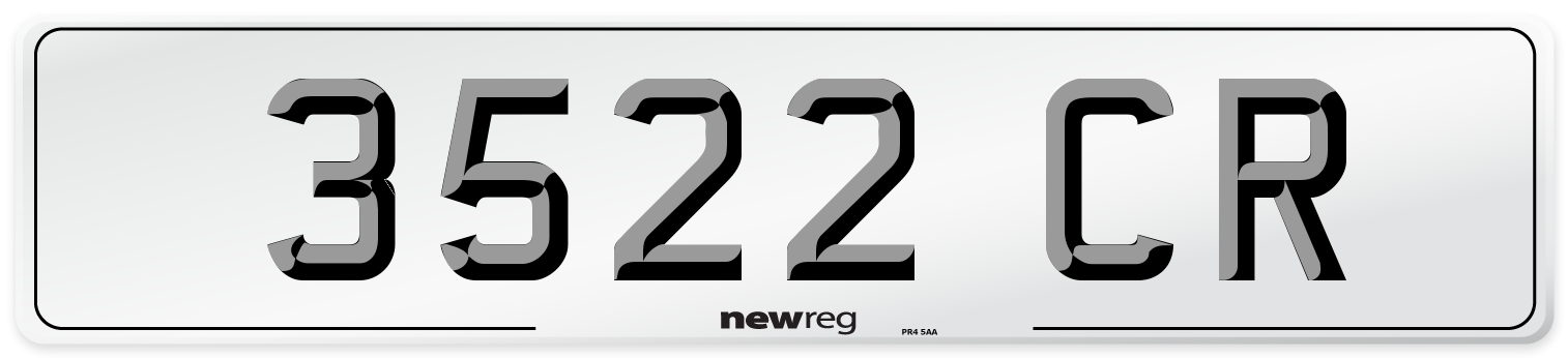 3522 CR Number Plate from New Reg